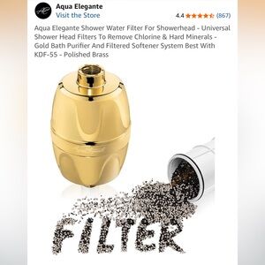 Universal Shower Head Water Filter Polished Brass Finish